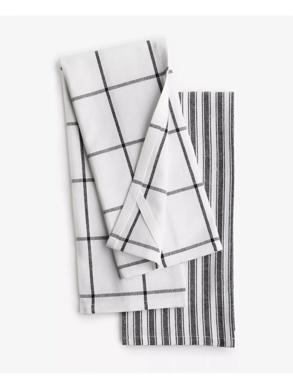 19$ Arch Studio Plaid Kitchen Towels Set of 2 Pieces Size One White Black